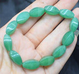 Green Jade Wave Bracelet 8x16mm 7.5inch Beads Nature