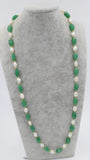 Green Jade Wave Pearl Necklace 30in