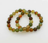Green Red Agate Round 10/12/14mm Bracelet 7.5inch Beads Nature