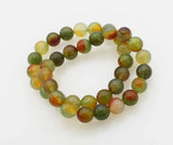 Green Red Agate Round 10/12/14mm Bracelet 7.5inch Beads Nature