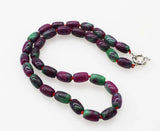 Green Red Jade Pillar 12x8mm Necklace 18inch