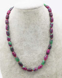 Green Red Jade Pillar 12x8mm Necklace 18inch