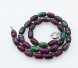 Green Red Jade Pillar 12x8mm Necklace 18inch