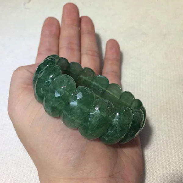 Green Strawberry Quartz Stone Beads Bracelet Gemstone Bangle for Women