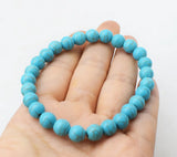 Green Turquoise Round Bead Bracelet 7.5inch