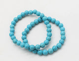 Green Turquoise Round Bead Bracelet 7.5inch