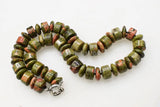 Green Unakite Agate Roundel 14mm Necklace 18"