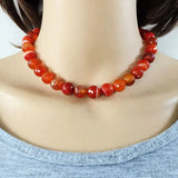 Green/Red Veins Agate 12MM Necklace