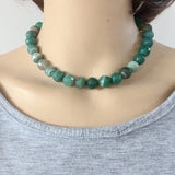 Green/Red Veins Agate 12MM Necklace