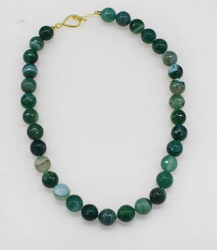 Green/Red Veins Agate 12MM Necklace
