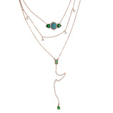 Green Turquoise Stones 925 Sterling Silver Choker Lariat Necklace