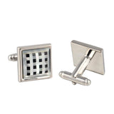 Grid Scallop Splicing Square Silver Plated Cufflinks