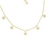 925 Silver CZ Star Choker Necklace 5pc Pendant Layer Jewelry