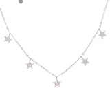 925 Silver CZ Star Choker Necklace 5pc Pendant Layer Jewelry