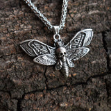Halloween Dead Head Skull Pendant Moth Necklace Women Metal Chain