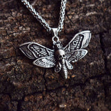 Halloween Dead Head Skull Pendant Moth Necklace Women Metal Chain
