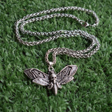 Halloween Dead Head Skull Pendant Moth Necklace Women Metal Chain