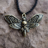 Halloween Dead Head Skull Pendant Moth Necklace Women Metal Chain