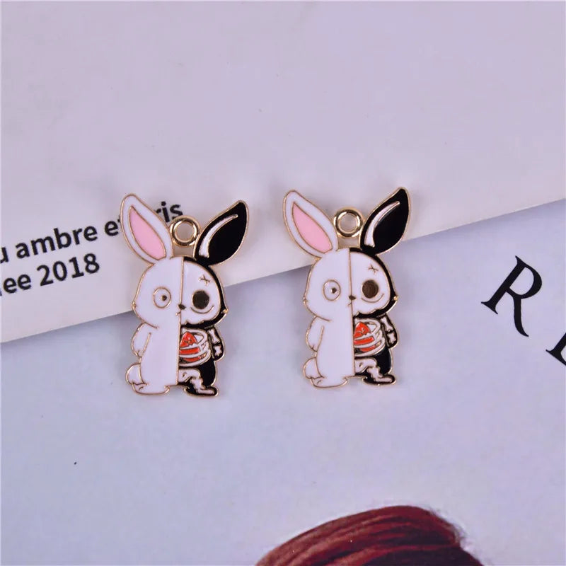 50pcs Halloween Alloy Drop Oil Animal Floating Locket Charms DIY Jewelry
