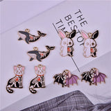 50pcs Halloween Alloy Drop Oil Animal Floating Locket Charms DIY Jewelry