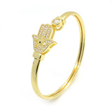 Hamsa CZ Bracelet Evil Eye Hand Charm Protection Jewelry