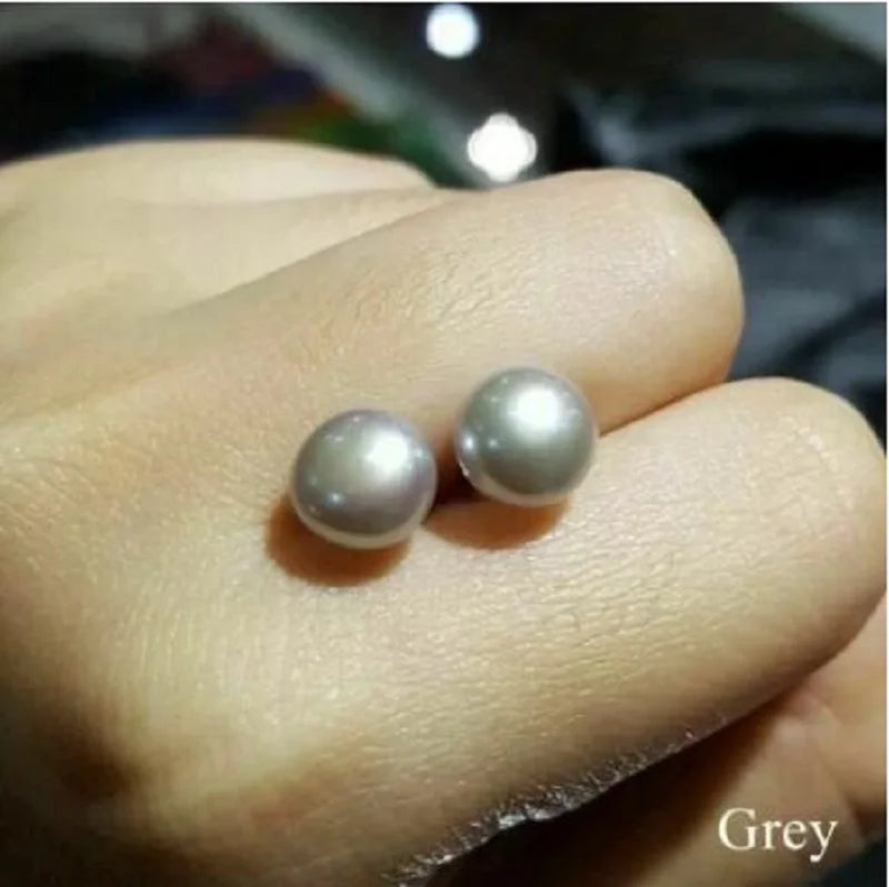 9-10mm South Sea Gray Stud Pearl Earring