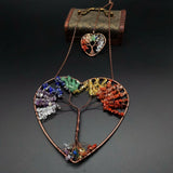 Fortune Tree Heart Pendant Reiki Rock Crystal Vintage Hanging