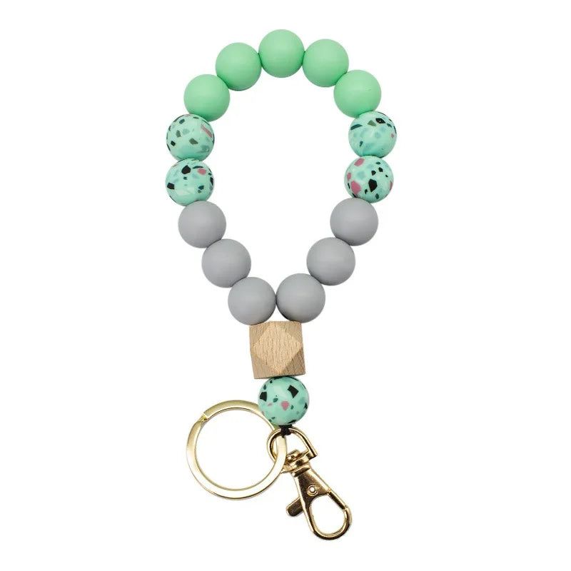 Silicone Bead Keychain Bracelet Key Chain Lobster Clasp Car Key Jewelry