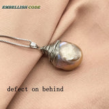 Baroque Pearl Flameball Pendant Necklace 16'' 18'' Box Chain Lady