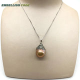 Baroque Pearl Flameball Pendant Necklace 16'' 18'' Box Chain Lady