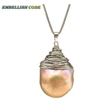 Baroque Pearl Flameball Pendant Necklace 16'' 18'' Box Chain Lady