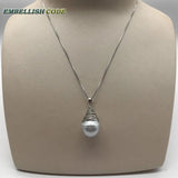 Baroque Pearl Flameball Pendant Necklace 16'' 18'' Box Chain Lady