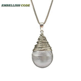 Baroque Pearl Flameball Pendant Necklace 16'' 18'' Box Chain Lady
