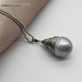 Baroque Pearl Flameball Pendant Necklace 16'' 18'' Box Chain Lady