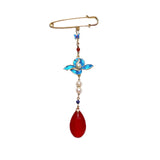 Nature Jade Cloisonne Tea Ceremony Chi-Pao Pendant Hanging Decoration