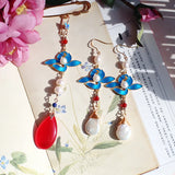 Nature Jade Cloisonne Tea Ceremony Chi-Pao Pendant Hanging Decoration