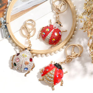 Ladybug Rhinestone Keyrings Key Chains Holder For Car Bag