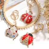 Ladybug Rhinestone Keyrings Key Chains Holder For Car Bag