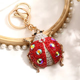 Ladybug Rhinestone Keyrings Key Chains Holder For Car Bag