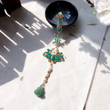 Vintage Cloisonne Good Fortune Tea Ceremony Clothing Fan Chi-Pao Pendant