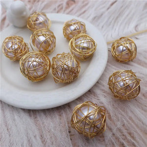 Vintage Knit Weave Glass Pearl Beads Earring Drops 30pcs
