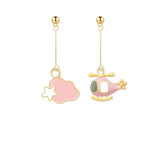 Harajuku Clip-on Earrings for Women - Sweet Stars and Clouds Design