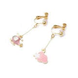 Harajuku Clip-on Earrings for Women - Sweet Stars and Clouds Design