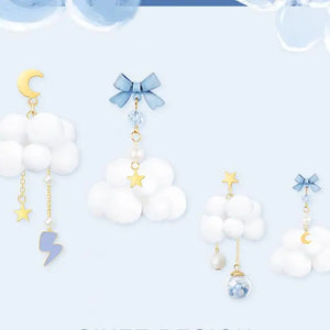 Harajuku Clip On Earrings Sweet Stars Moon Clouds Lightning Clip Earring