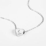 Heart Letter Initial Necklace Women's Pendant Silver Name Necklace
