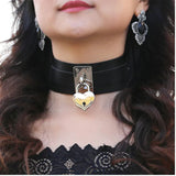 Heart Choker Locket Necklace Goth Collar Punk Jewelry