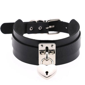 Heart Choker Locket Necklace Goth Collar Punk Jewelry