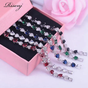Green Created Emerald Zircon Bracelet Bridal Jewelry