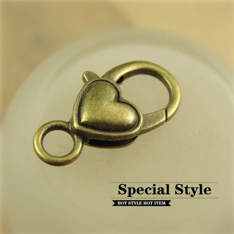 40pcs Heart Shape Lobster Clasp Hooks Keychains Bag Keyring Accessories Finding