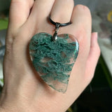 Green Quartz Heart Pendant Crystal Necklace for Women